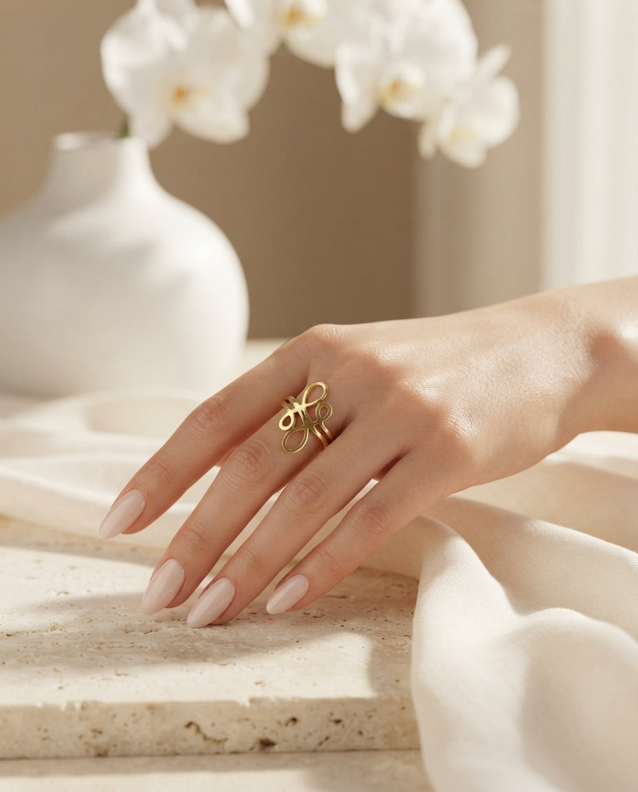 Bloslily jewelry bowknot adjustable ring featuring a delicate bow design on a silver band.