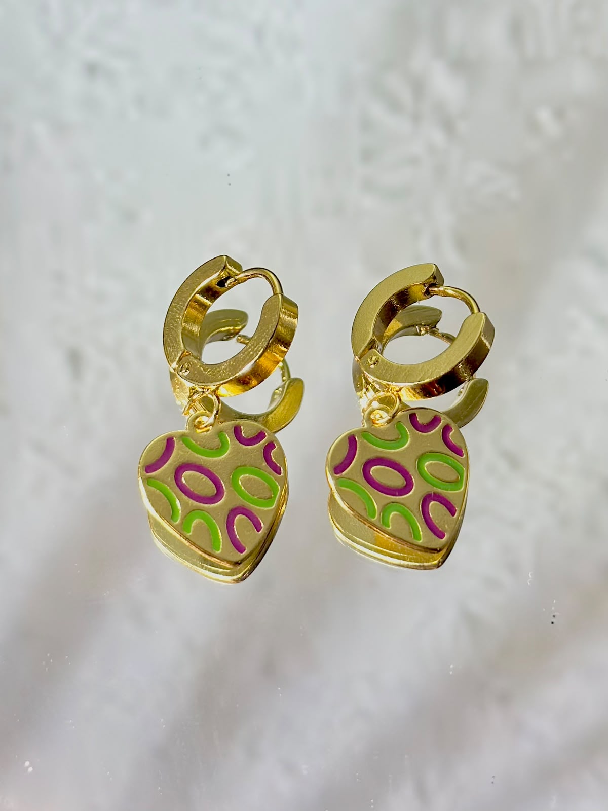 Bloslily heart pattern drop hoop earrings with delicate jewelry design, featuring a stylish and elegant accessory for women.