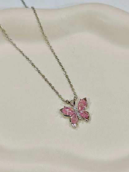 Elegant crystal butterfly necklace from Bloslily, featuring a sparkling butterfly pendant on a delicate chain.
