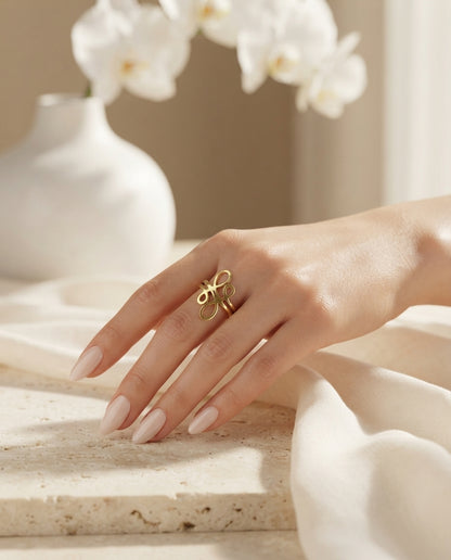 Bloslily jewelry bowknot adjustable ring featuring a delicate bow design on a silver band.