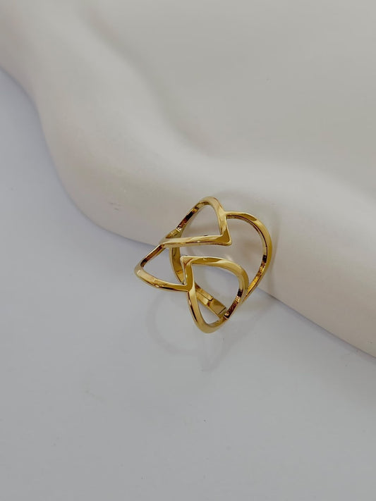 Bloslily double leaf adjustable jewelry ring with intricate leaf design on silver band, stylish and versatile accessory.