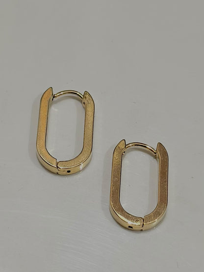 Bloslily U-shape geometric earrings with oval design, showcasing modern jewelry with sleek, minimalist style.