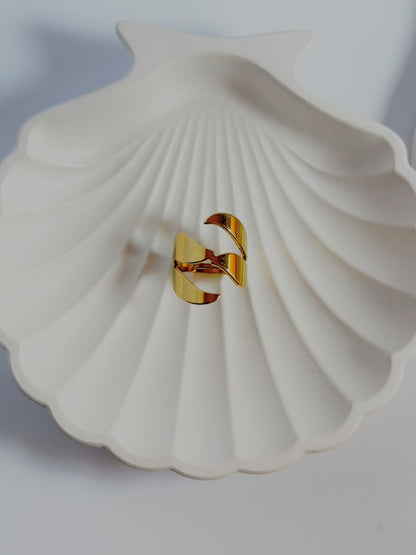 Bloslily multi-layer wrap adjustable jewelry ring with spiral design, showcasing layered metal bands and intricate details.